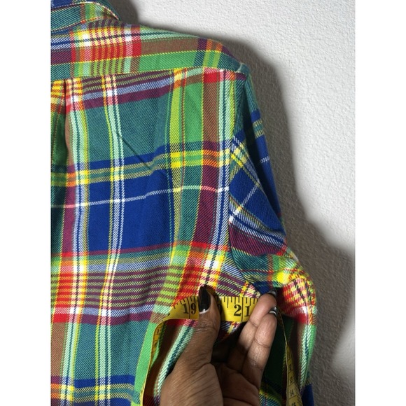 Polo Ralph Lauren Green/Blue Multi Plaid Flannel Button Down Shirt Size S Preppy - Picture 11 of 13